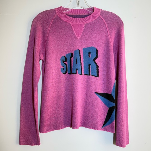 Lucien Pellat-Finet Pink Star Graphic Sweater Cotton Cashmere Blend S Italy - Picture 5 of 15